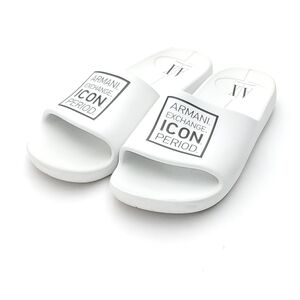 Armani Exchange Womens Iconic White Slides Slippers Pool Summer Vacation Sz 8.5